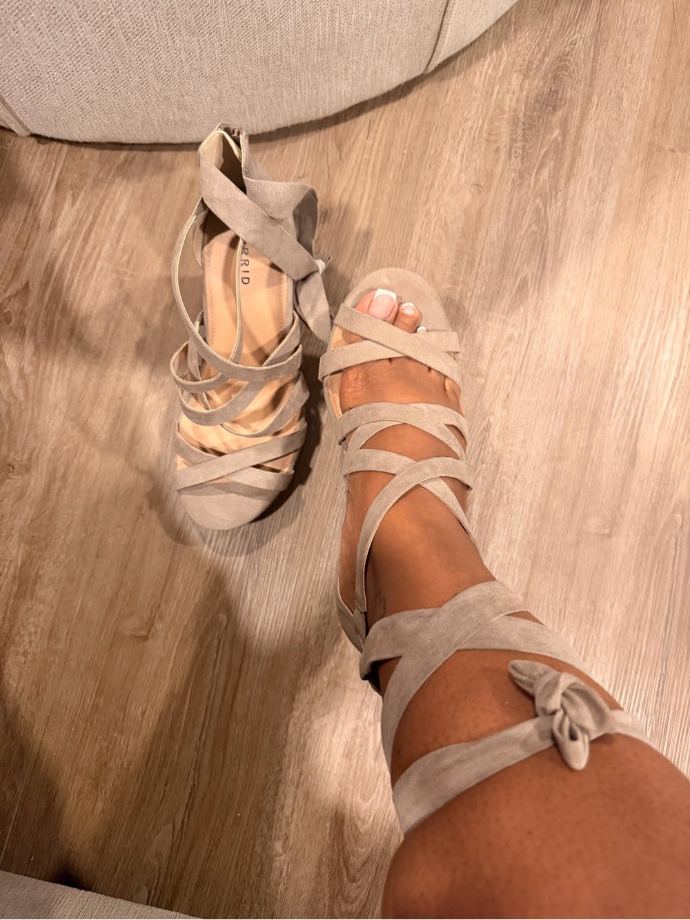 Torrid NWT Strappy Lace-Up Wedges in Taupe